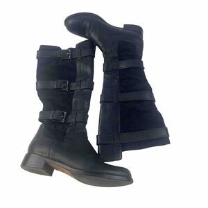 Cole Haan Women's Air Avalon D32497 Black Leather Mid Calf Ridding Boots Sz 6.5